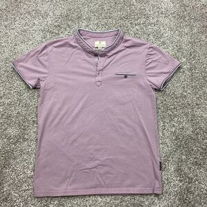 Scott James shirt mens M purple polo Short Sleeve plain Stretch performance‎